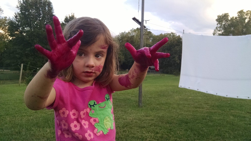 C playing with pokeberries.
